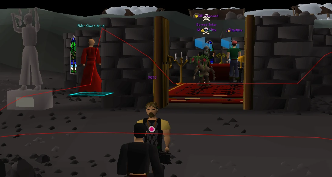 Clan-Mitglieder vor dem Chaos Temple in der Wilderness