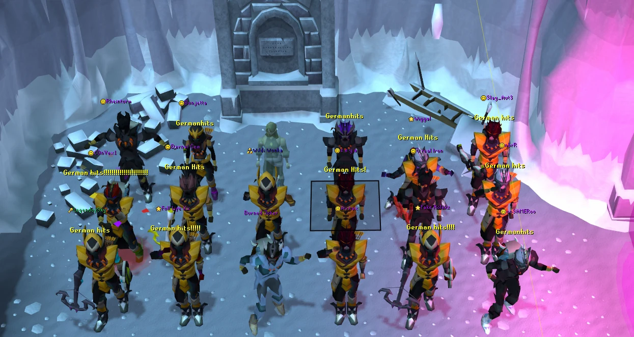 Clan-Gruppe in der Nex-Arena in Old School RuneScape